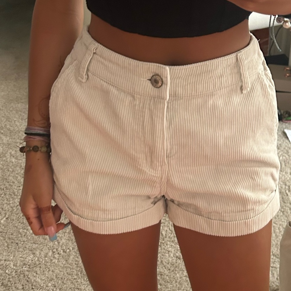 Forever 21 Cream corduroy shorts with Rolled Hem